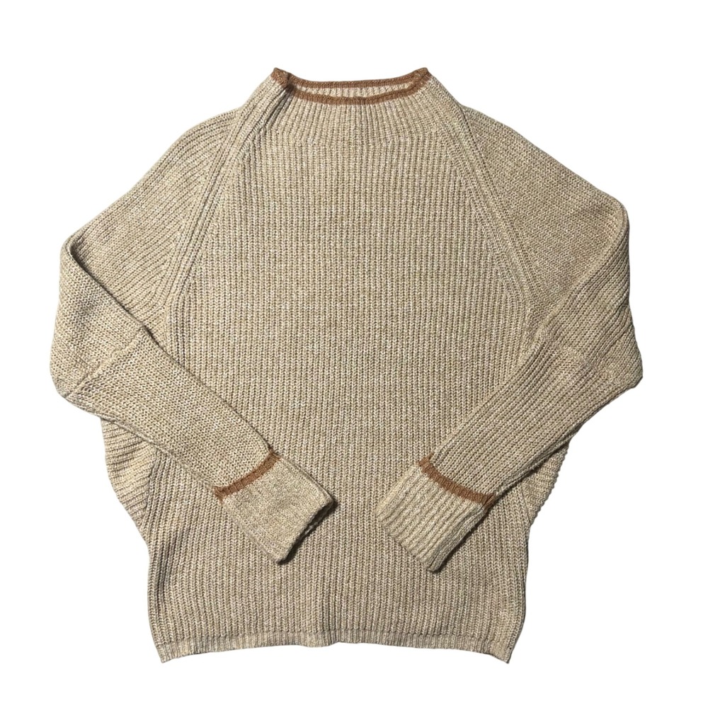 Staccato Womens Beige Marl Mock Neck Dolman Sleeve Ribbed Knit Sweater Small